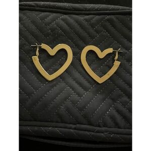 Gold Tone Heart Hoop‎ Earrings Statement Fashion Jewelry
